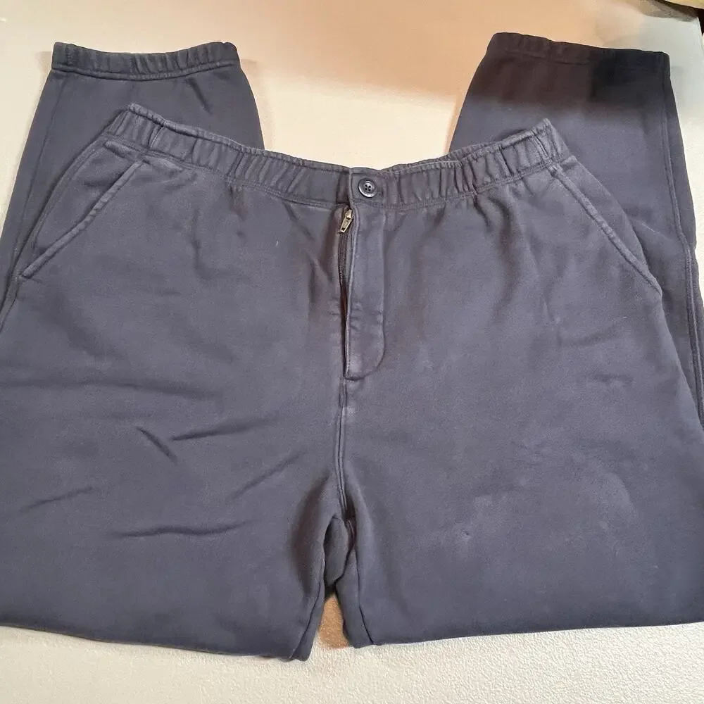 LL Bean Fleece Sweatpants Joggers Size XL Zipper Fly Pocket Blue Athletic 508146